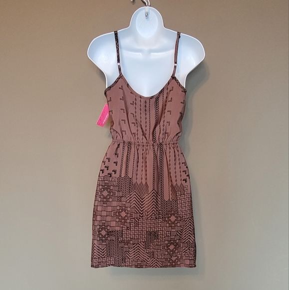 Xhilaration Zip Up Ruffle Sundress Brown And Black Size Small NWT Never Worn - Picture 3 of 10